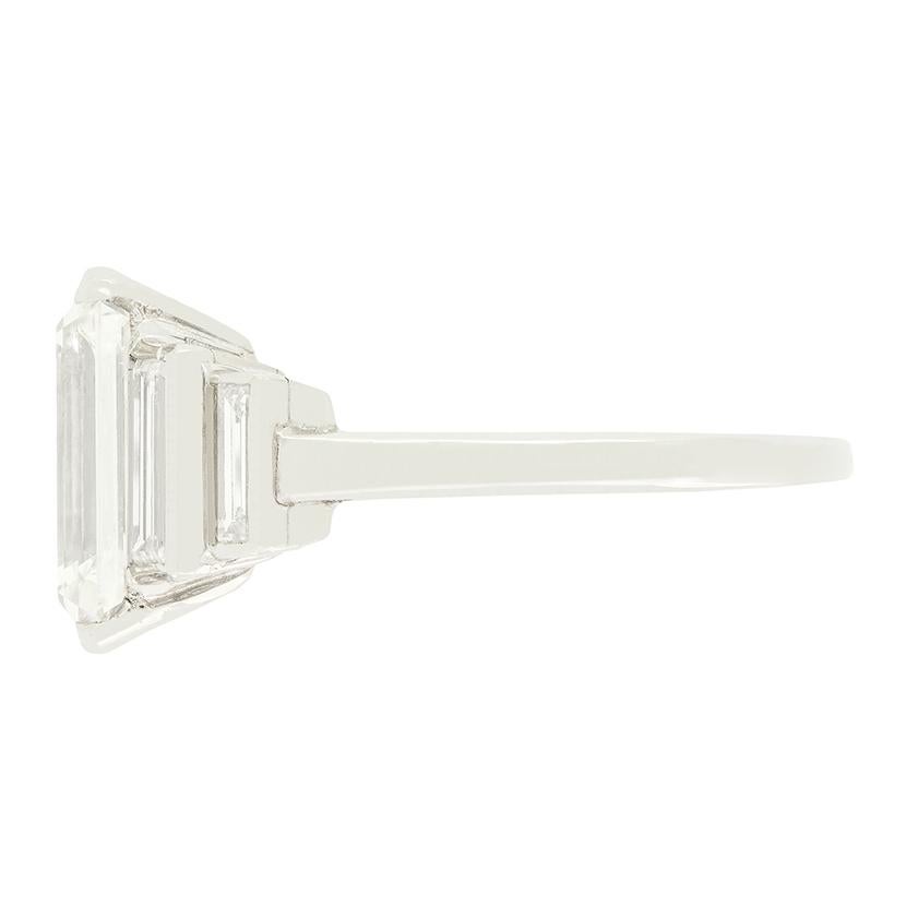 Emerald Cut Art Deco 3.29ct Diamond Solitaire Ring, c.1920s For Sale