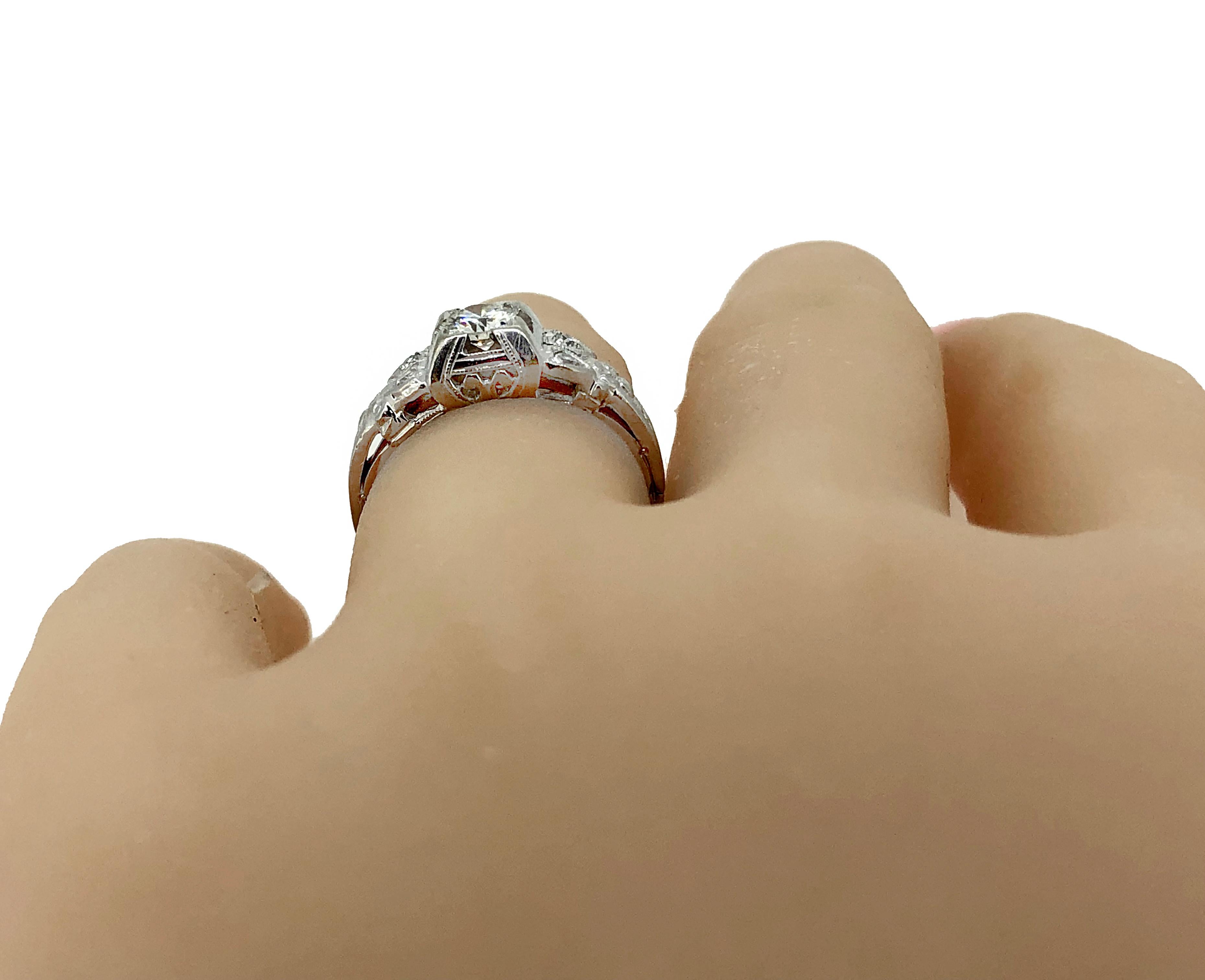 Art Deco .33 Carat Diamond Gold Engagement Ring  For Sale 1