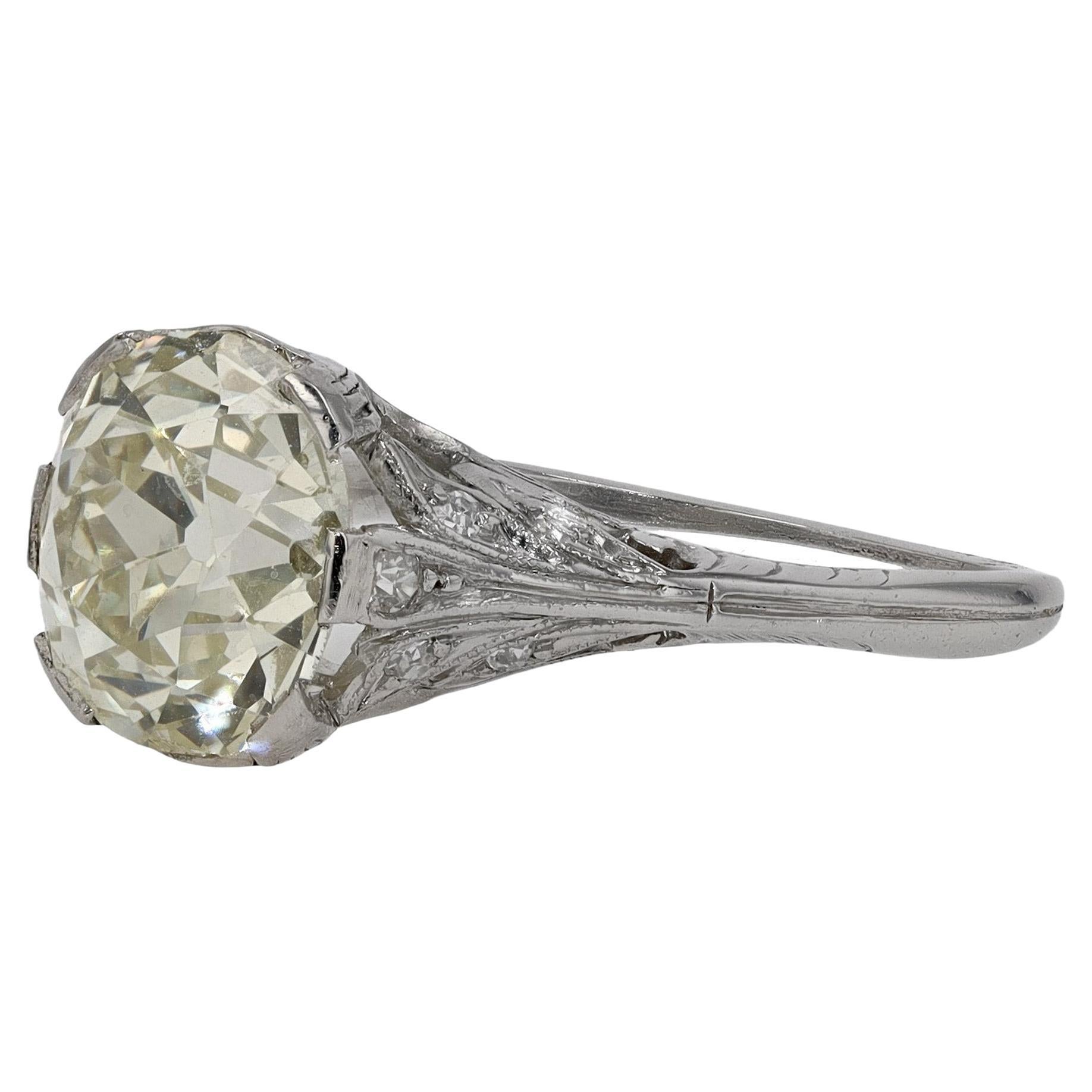 Art Deco 3.33 Carat Diamond Engagement Ring For Sale