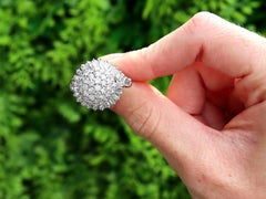 Art Deco 3.37 Carat Diamond and 18K White Gold Cluster Ring