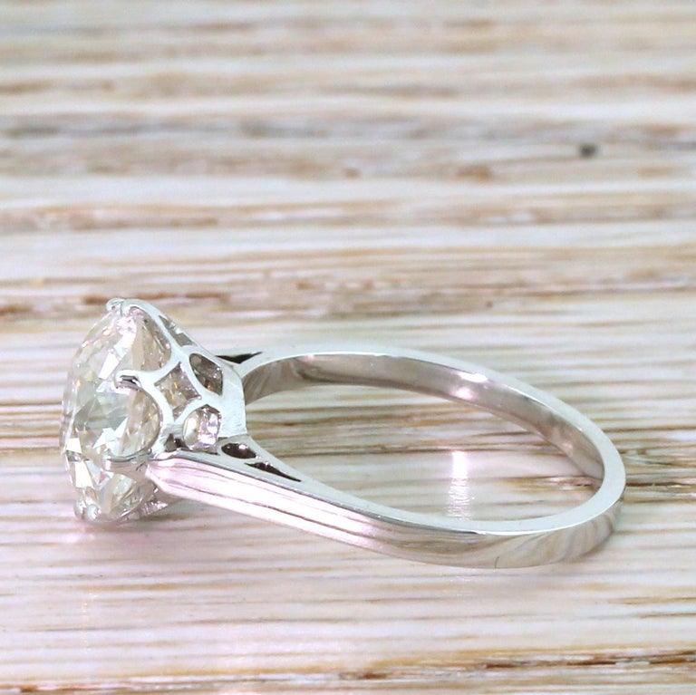 Art Deco 3.40 Carat Old Cut Diamond Platinum Engagement Ring For Sale ...