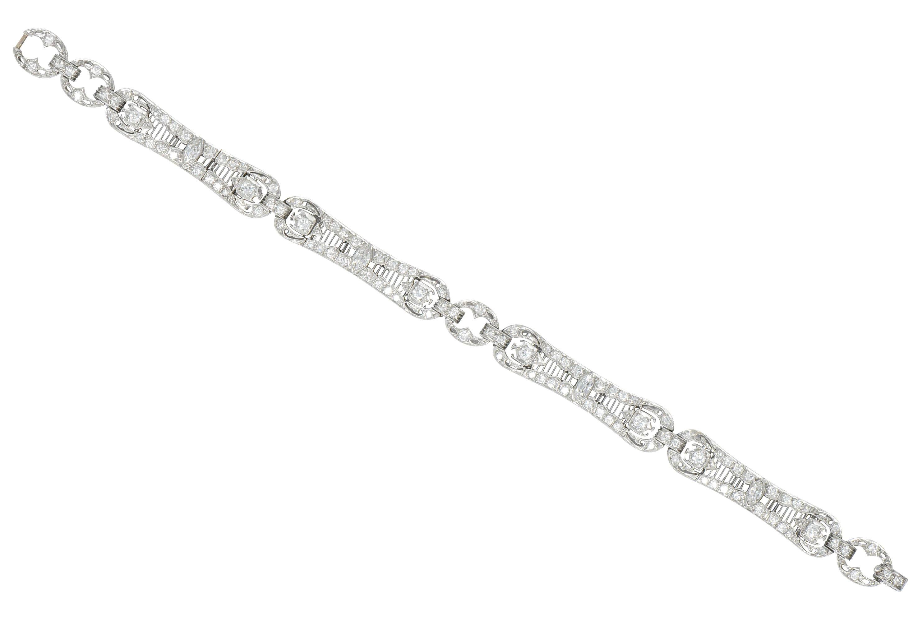 Art Deco 3.40 Carat Diamond Platinum Bracelet 1
