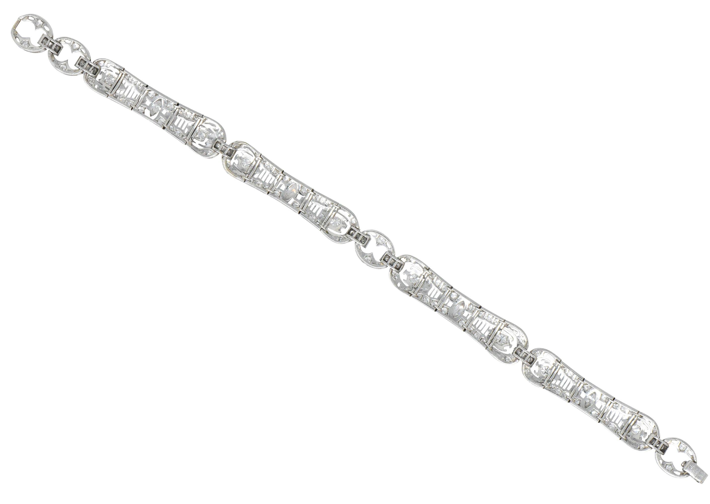 Art Deco 3.40 Carat Diamond Platinum Bracelet 2