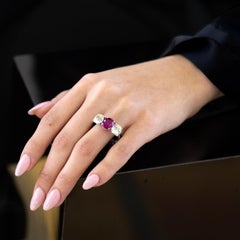 Art Deco 3.41 Carat GIA No Heat Burma Ruby Ring Mounted by Cartier