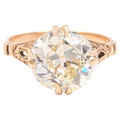 Art Deco 3.49 Carat GIA Old European Cut Diamond Solitaire Engagement Ring