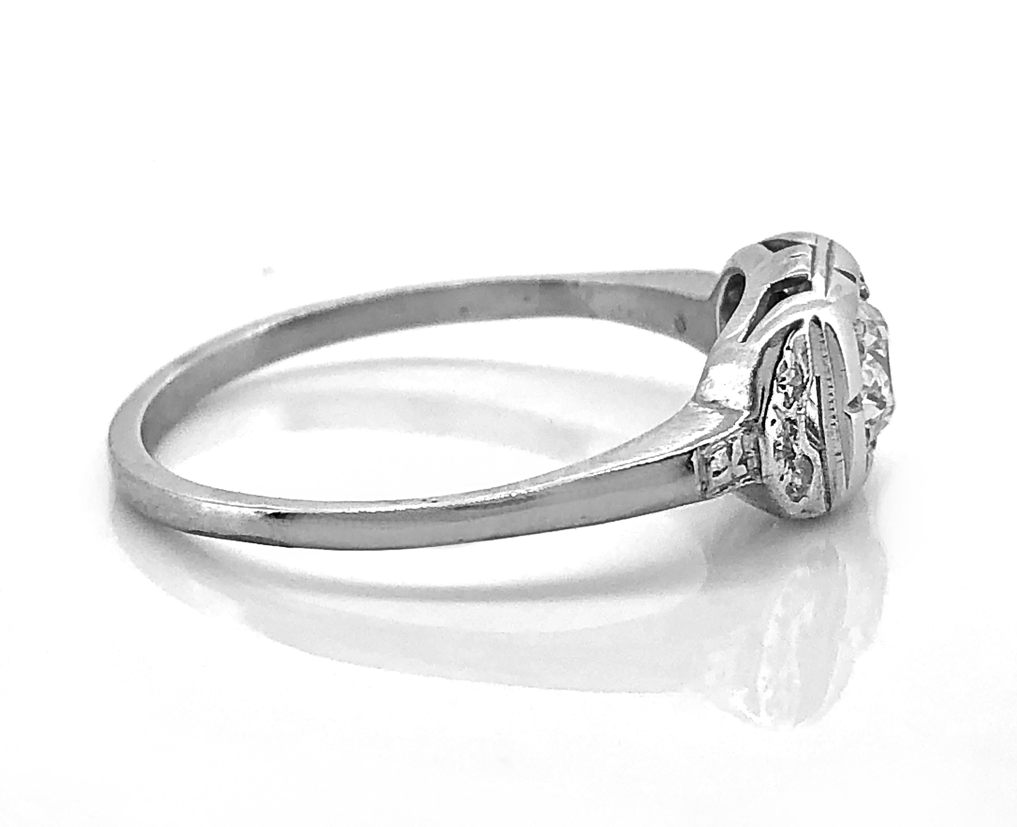 Old European Cut Art Deco .35 Carat Diamond Gold Engagement Ring For Sale
