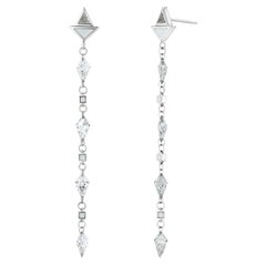Boucles d'oreilles Art Déco 3.5 Carat Trillion & Kite Diamond en or blanc 18k