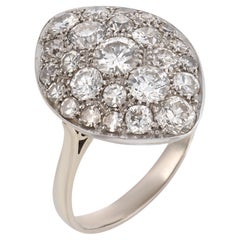 Art Deco 3.50 carat diamond 18k white gold navette ring