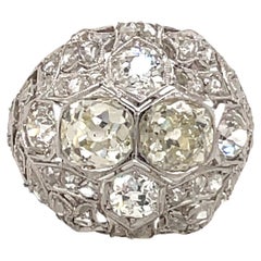 Art Deco 3.50 Carat Diamond Plaque Filigree Ring