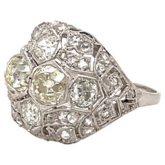 Art Deco 3.50 Carat Diamond Plaque Filigree Ring
