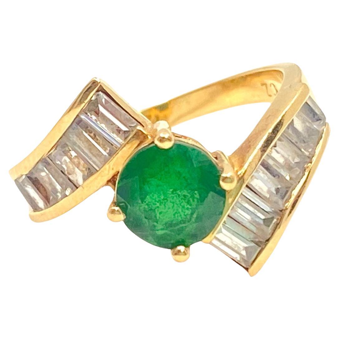 Verlobungsring mit 3,50 Karat Smaragd und Diamant im Art déco-Stil  im Angebot