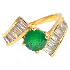 Verlobungsring mit 3,50 Karat Smaragd und Diamant im Art déco-Stil 