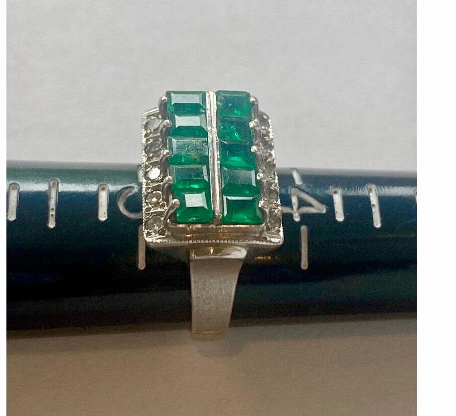 Emerald Cut Art Deco 3.50 Carat Emerald Diamond Platinum Engagement Ring For Sale