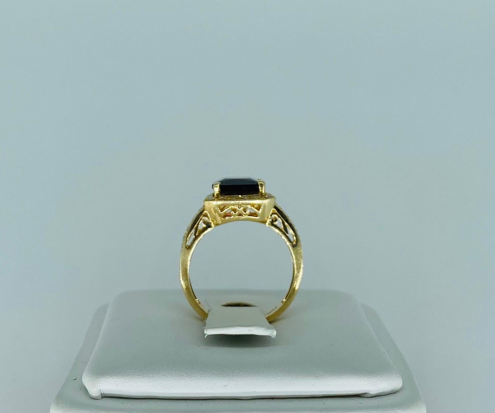Art Deco Style 3.50 Carat Tourmaline & Diamonds Cluster Ring 14k Gold For Sale 2