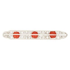 Art Deco, 3.50ct Diamond and Coral Brooch, c.1920s