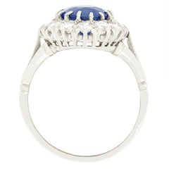 Art Deco 3.50ct Sapphire and Diamond Cluster Ring, c.1920s