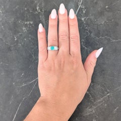 Art Deco 3.51 CTW Emerald Diamond Platinum Vintage Three Stone Ring