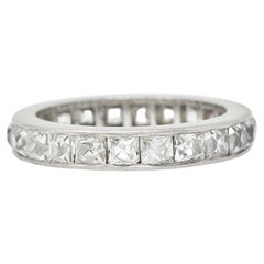 Art Deco 3.52 CTW French Cut Diamond Platinum Band Antique Wedding Ring