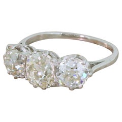 Art Deco 3.56 Carat Old Cut Diamond Trilogy Ring