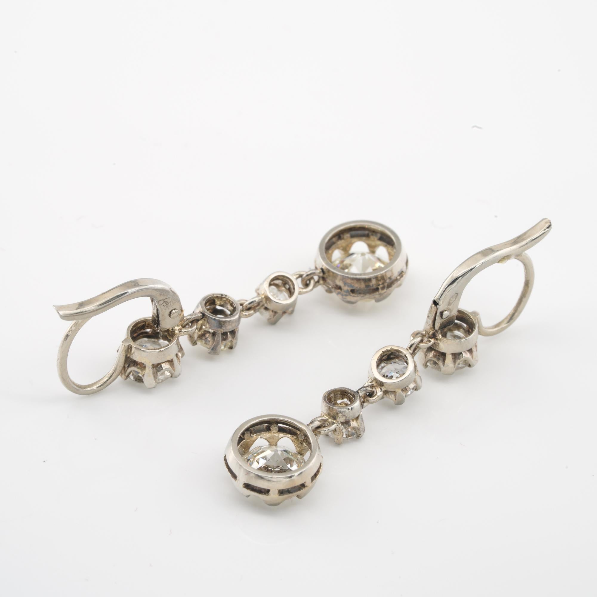 Art Deco 3.60 Ct Diamond Drop earrings For Sale 2