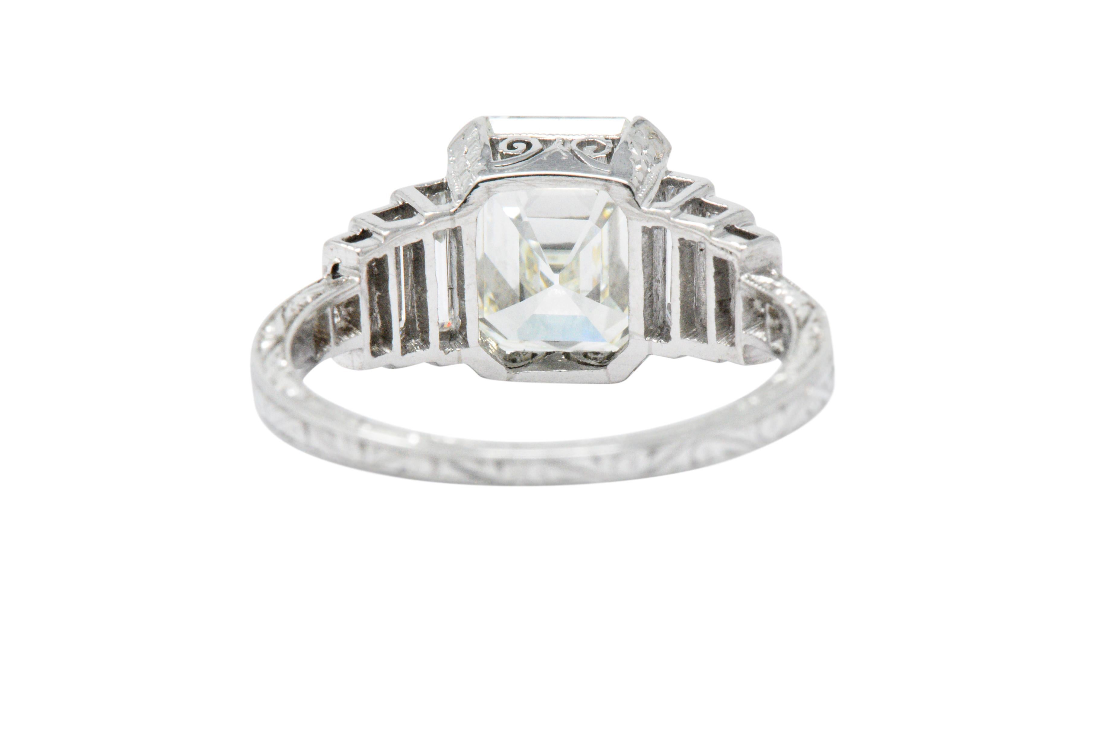 Art Deco 3.64 CTW Asscher Cut Diamond & Platinum Alternative Ring GIA 3