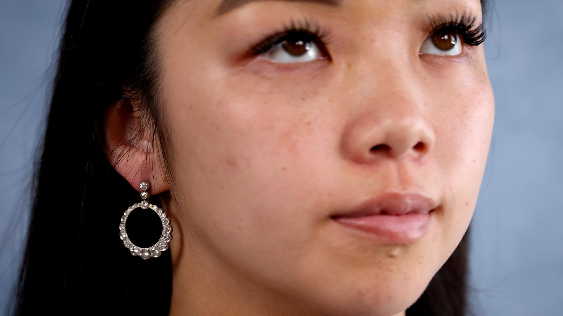 Taille simple Boucles d'oreilles Art déco en platine avec diamants d'un poids total de 3,65 carats en vente