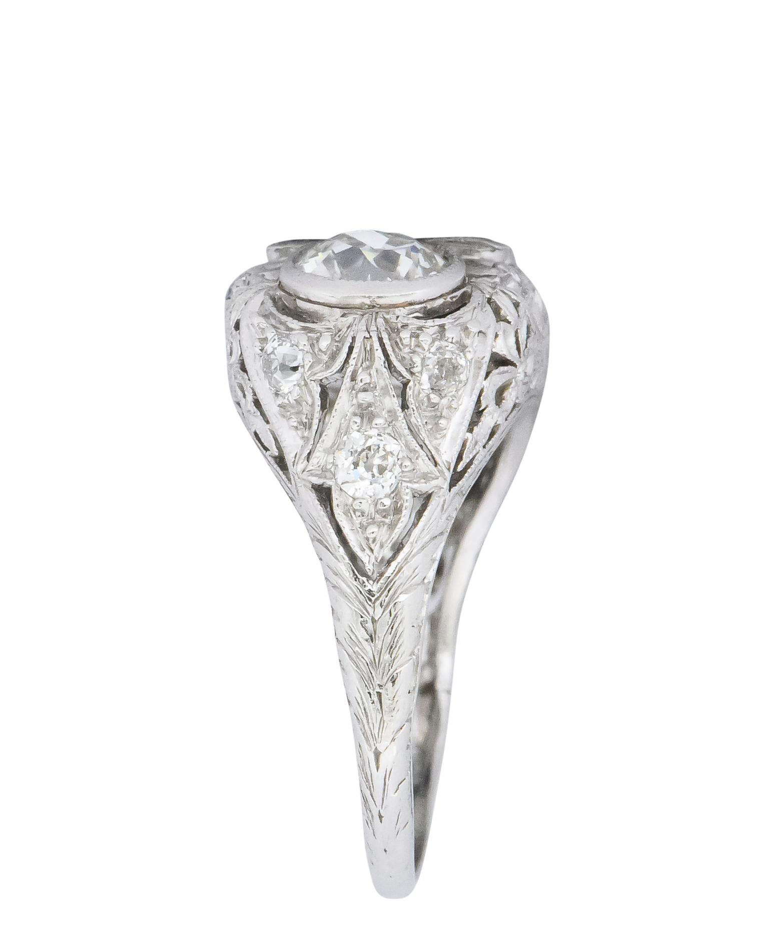 Women's or Men's Art Deco 3.70 Carat No Heat Sapphire Diamond Platinum Anniversary Ring AGL