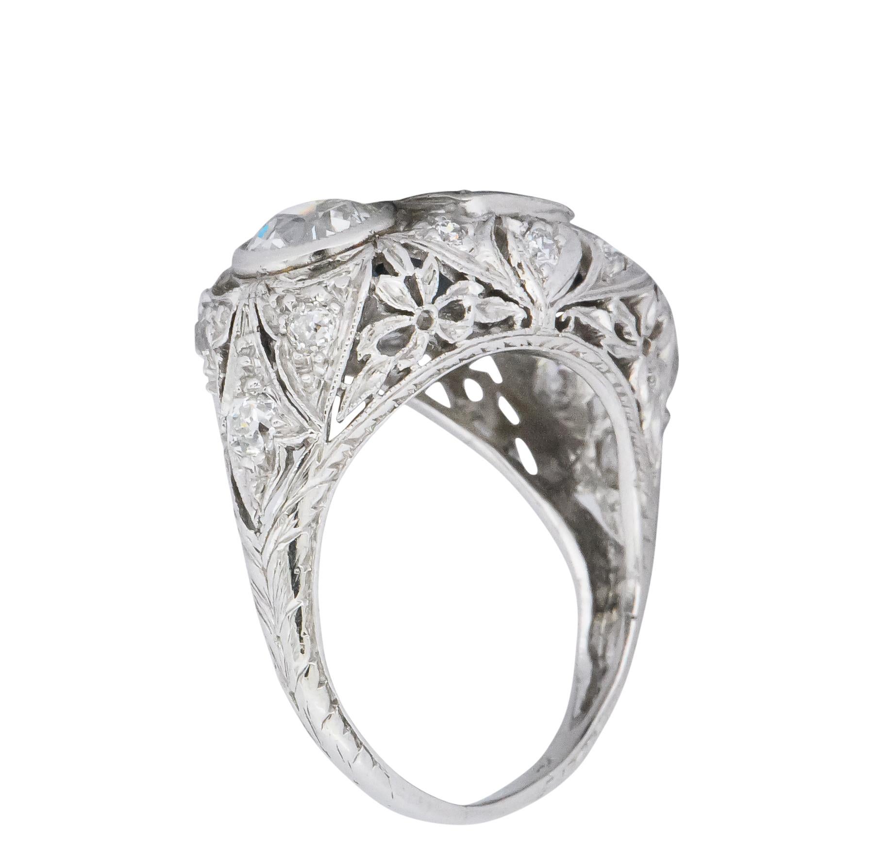 Art Deco 3.70 Carat No Heat Sapphire Diamond Platinum Anniversary Ring AGL 1