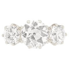 Art Deco 3.70ct Diamond Three Stone Ring, c.1920s