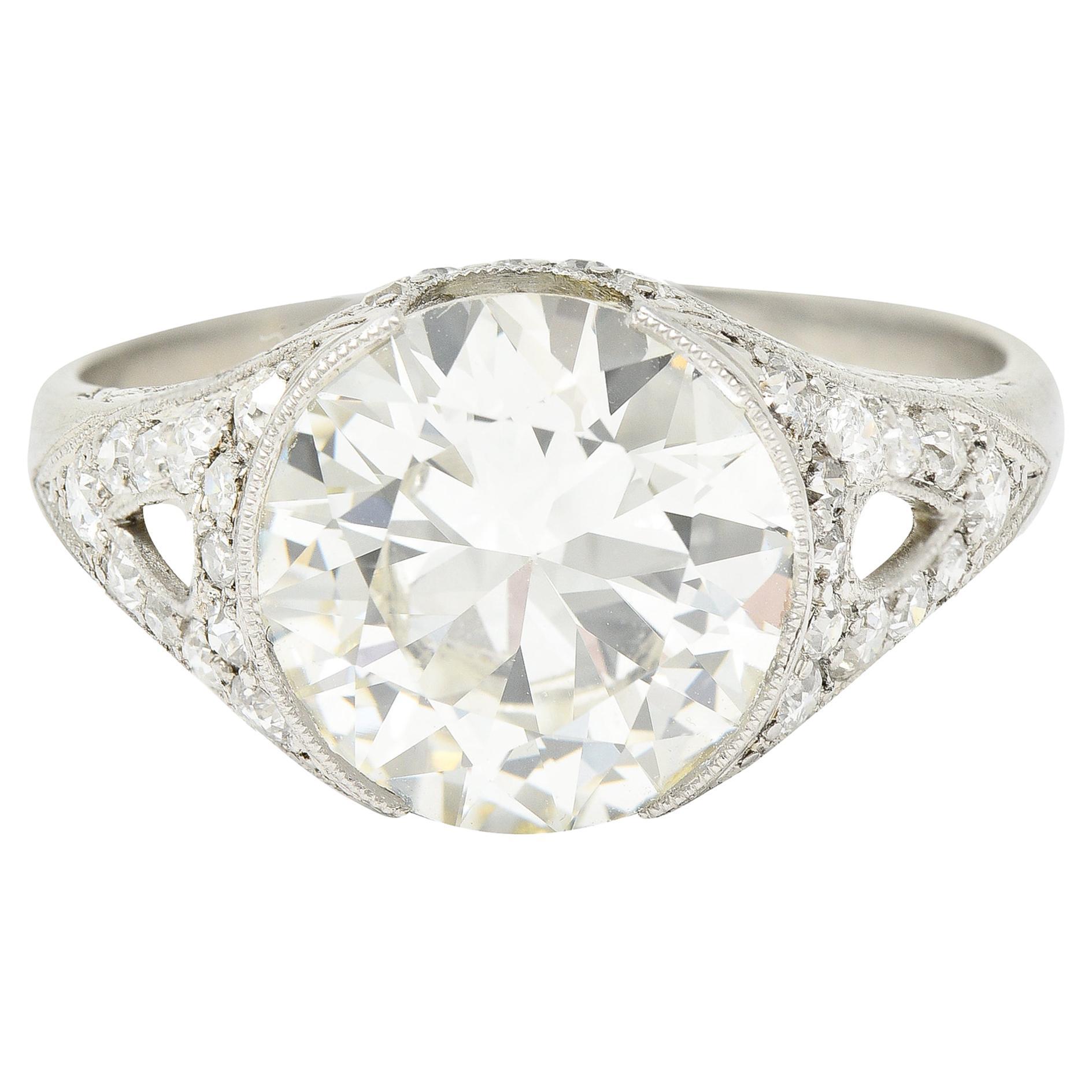 Art Deco 3.79 Carats Transitional Cut Diamond Platinum Garland ...