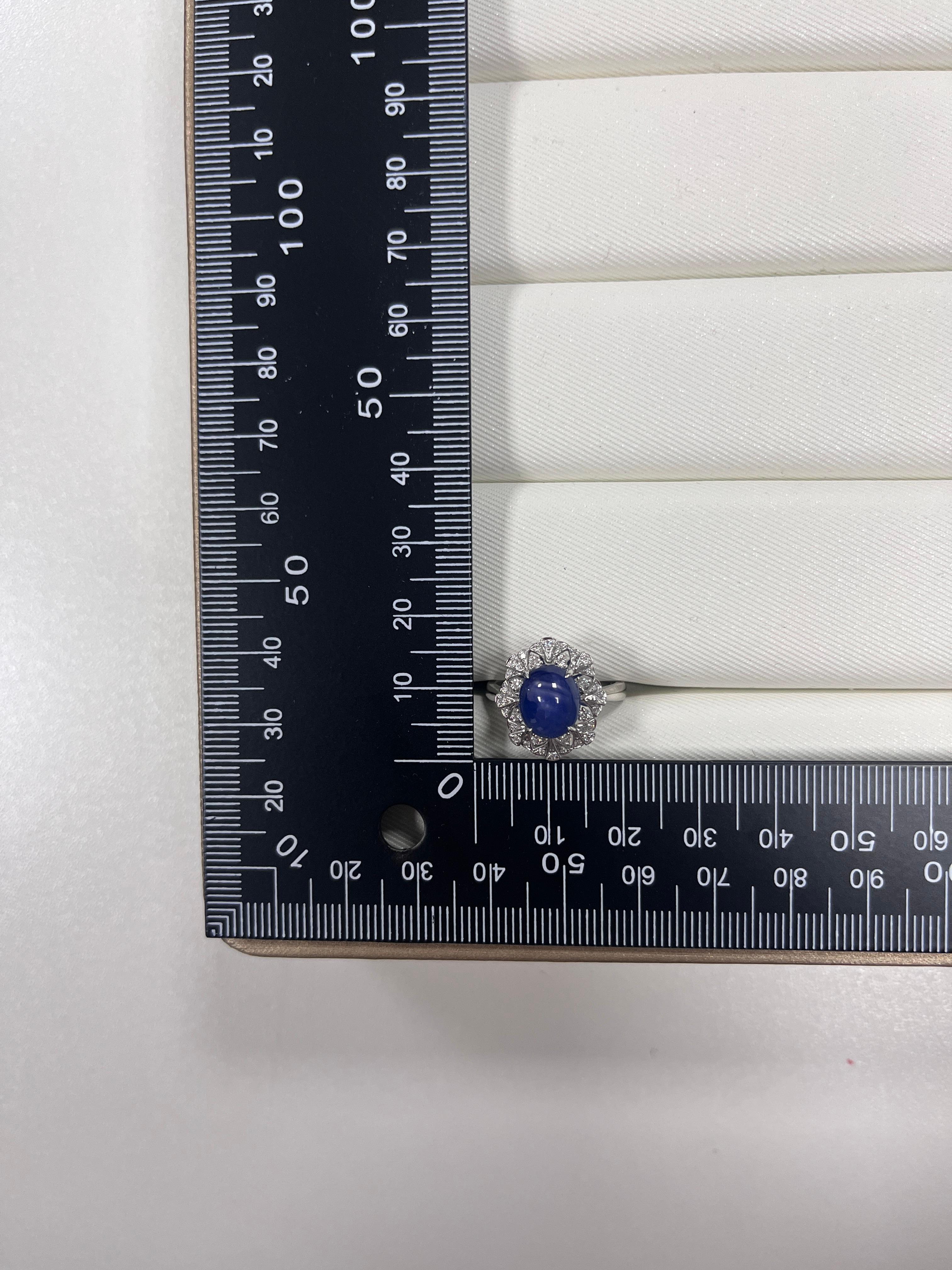 Indulge in timeless elegance with this stunning ring, meticulously crafted in luxurious 950 platinum. At the heart of this exquisite piece lies a captivating 3.84-carat unheat blue sapphire, its deep and mesmerizing hue evoking the beauty of the