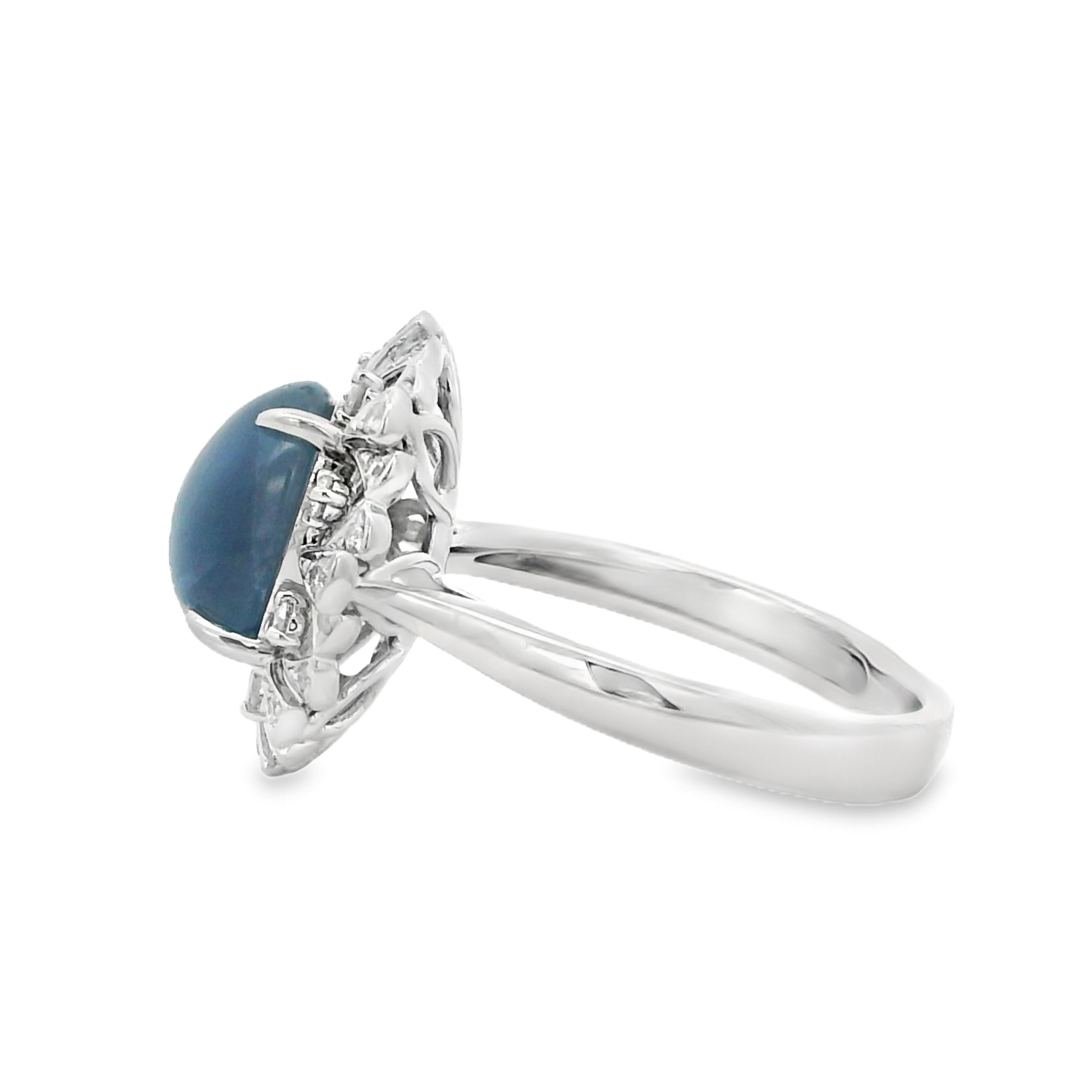 Art Deco 3.84Ct Unheat Blue Sapphire Diamond Ring in Platinum In New Condition For Sale In Hong Kong, HK