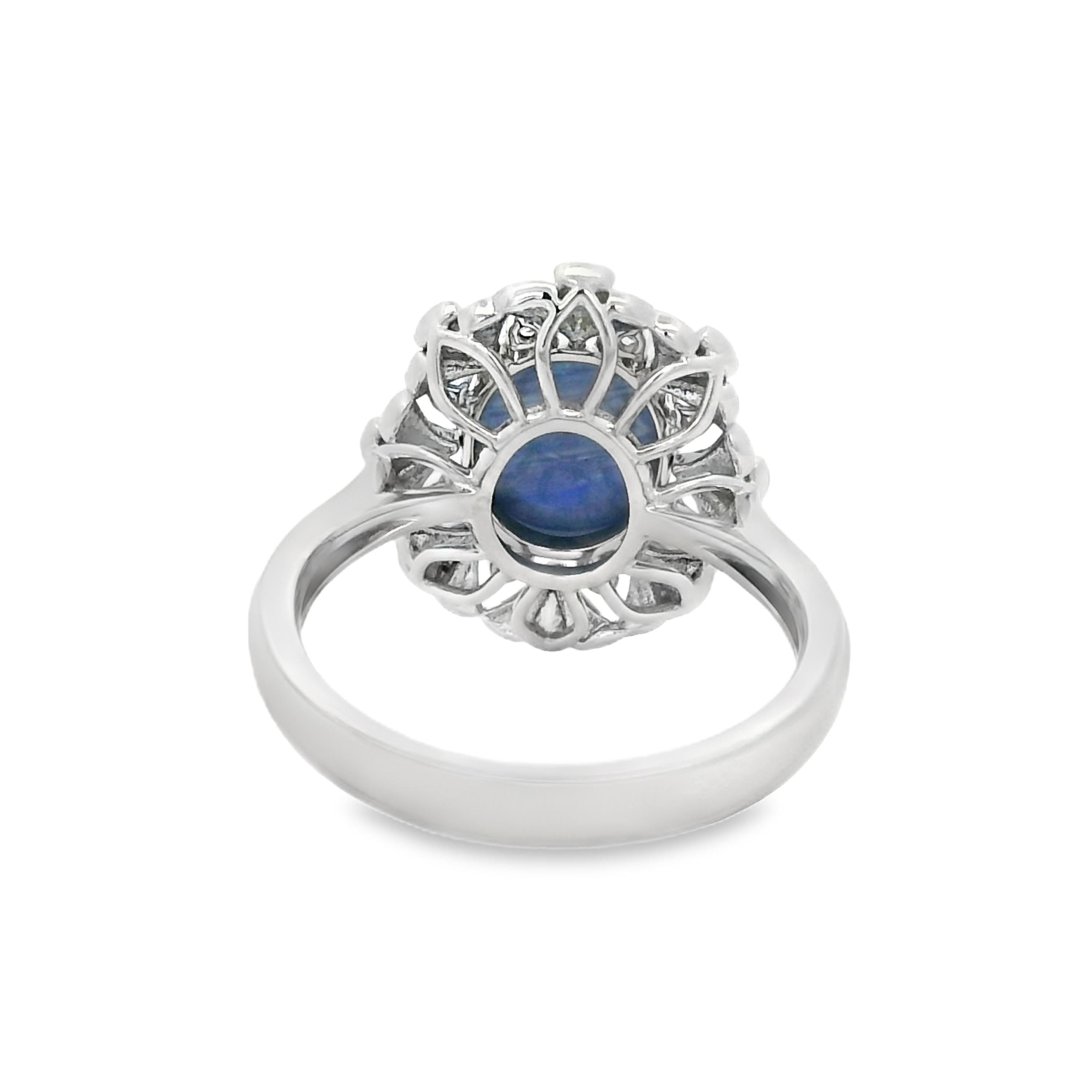 Women's or Men's Art Deco 3.84Ct Unheat Blue Sapphire Diamond Ring in Platinum For Sale