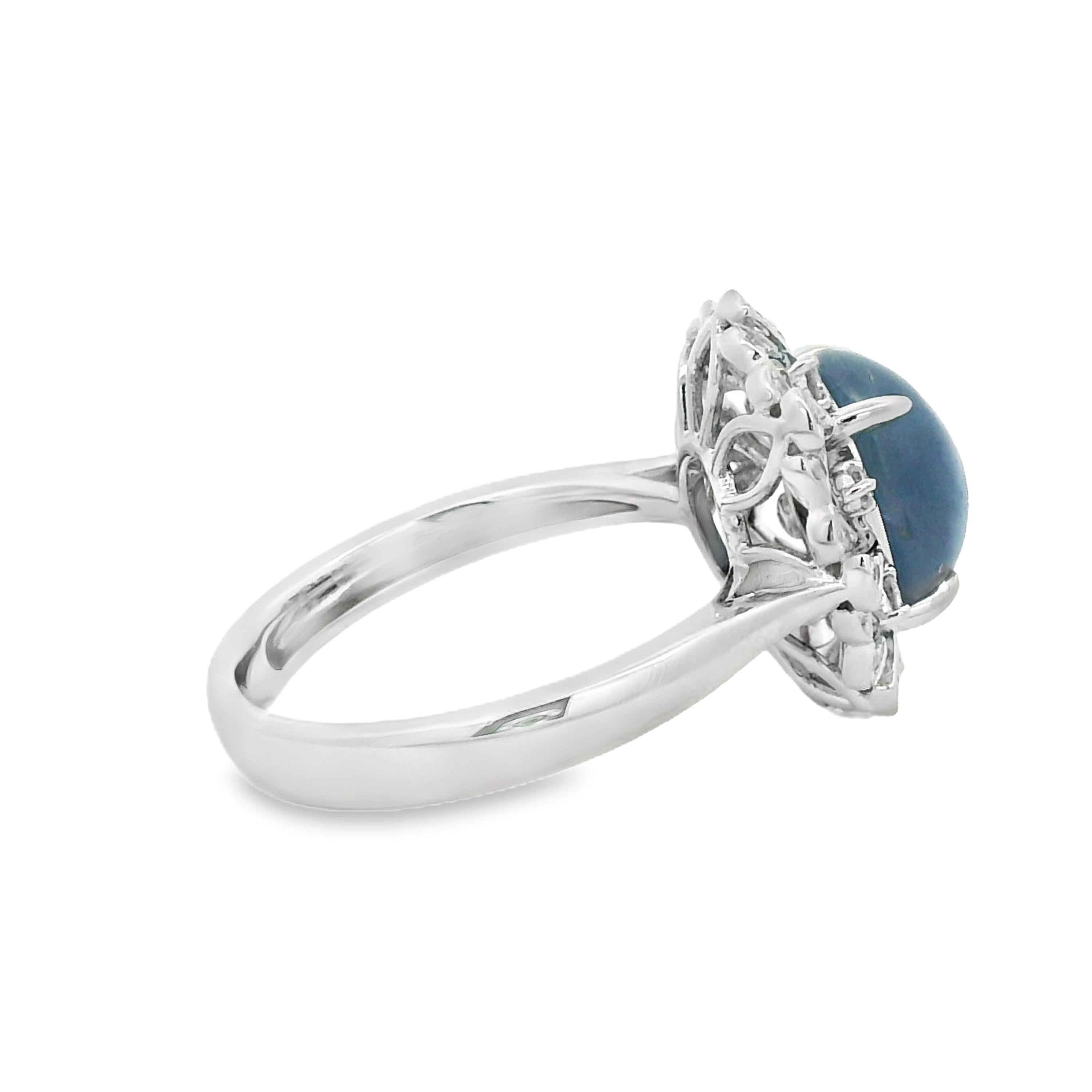 Art Deco 3.84Ct Unheat Blue Sapphire Diamond Ring in Platinum For Sale 1