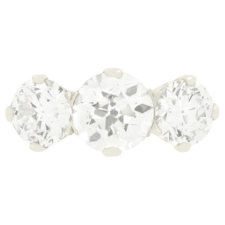 Art Deco 3.85ct Diamond Three Stone Ring, c.1920s