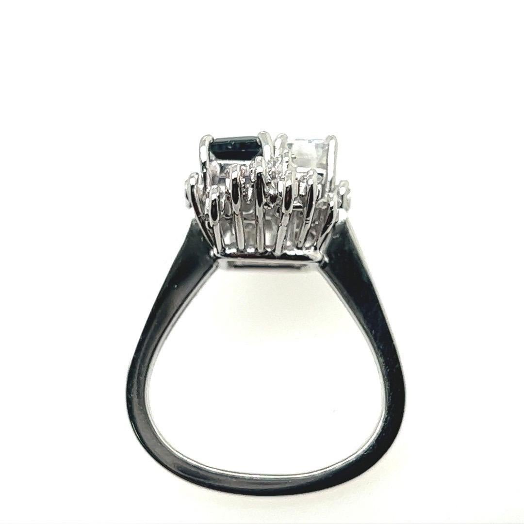 Art Deco 3.9 Carat GIA Certified D Natural Diamond Sapphire Plat Ring circa 1950 For Sale 5