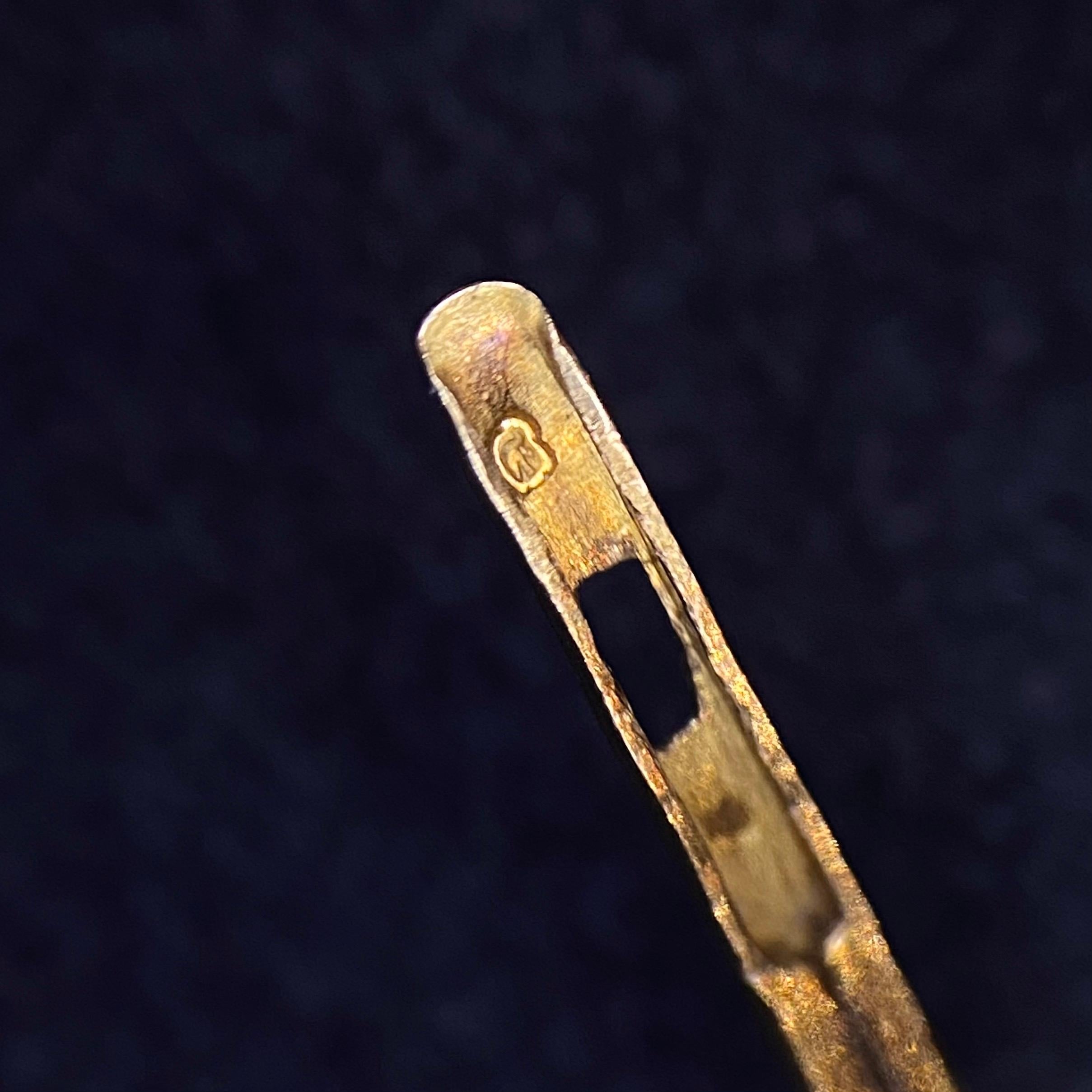 Art Deco 3,94 Karat Old Mine Diamant Target-Ohrringe Gelbgold Platin 1940er Jahre im Angebot 8