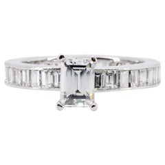 Vintage Art Deco 3.95ctw Emerald Cut Diamond Engagement Eternity Ring in Platinum