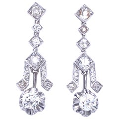 Art Deco 4 Carat Diamond Gold Drop Earrings