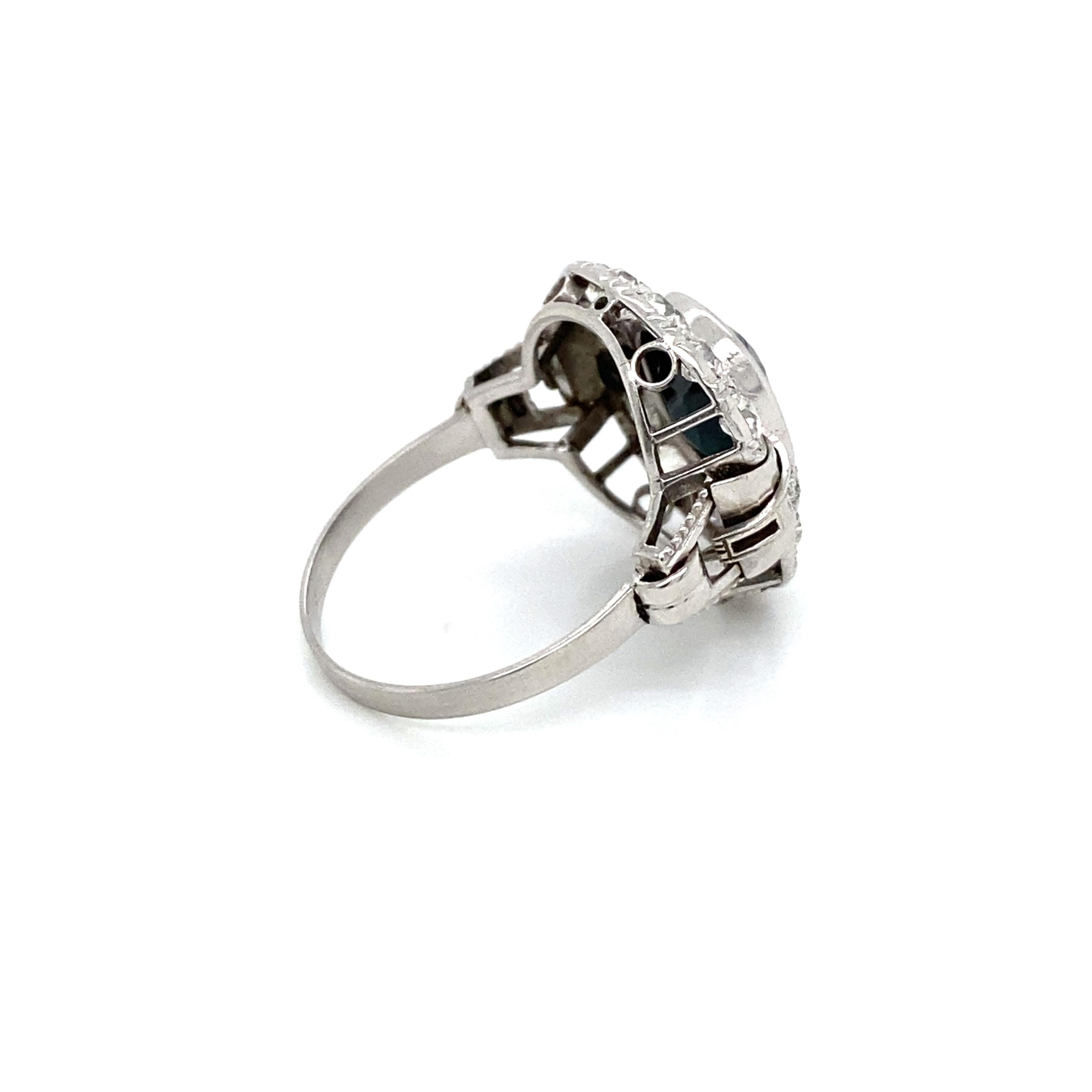 Art Deco 4 Carat Sapphire Diamond Engagement Ring 3
