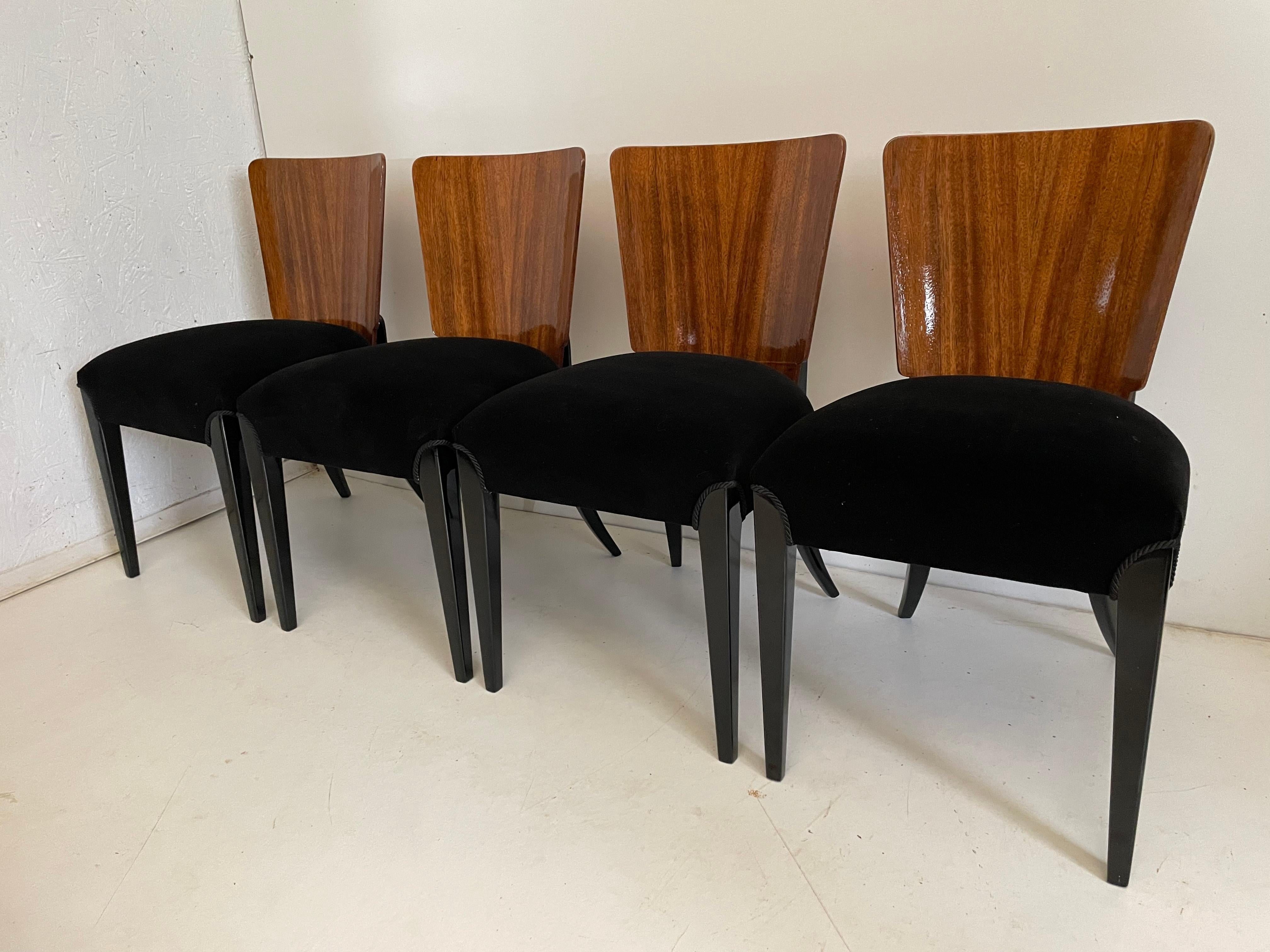 Art Deco 4 Chairs J. Halabala For Sale 3