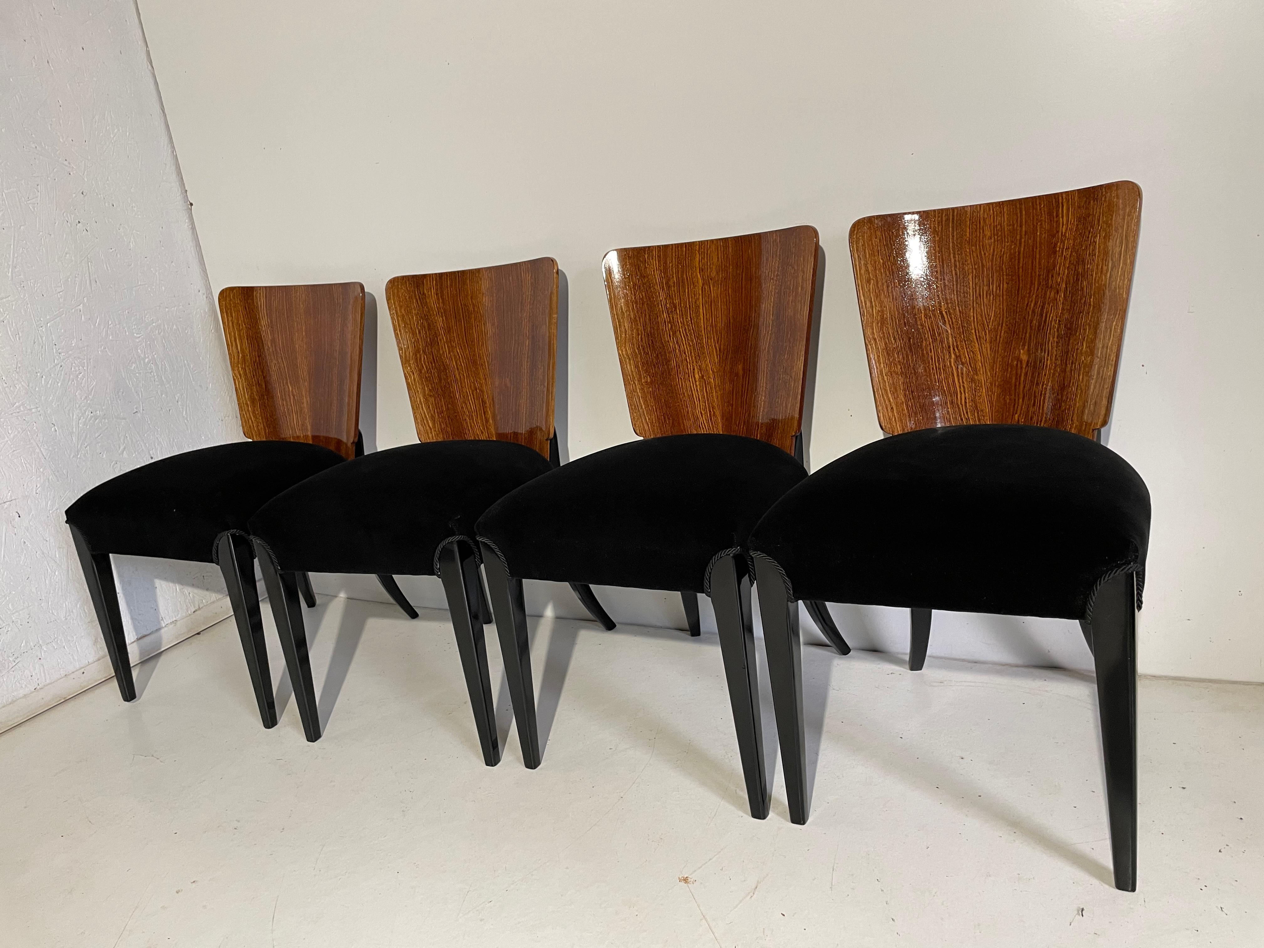 Art Deco 4 Chairs J. Halabala For Sale 4