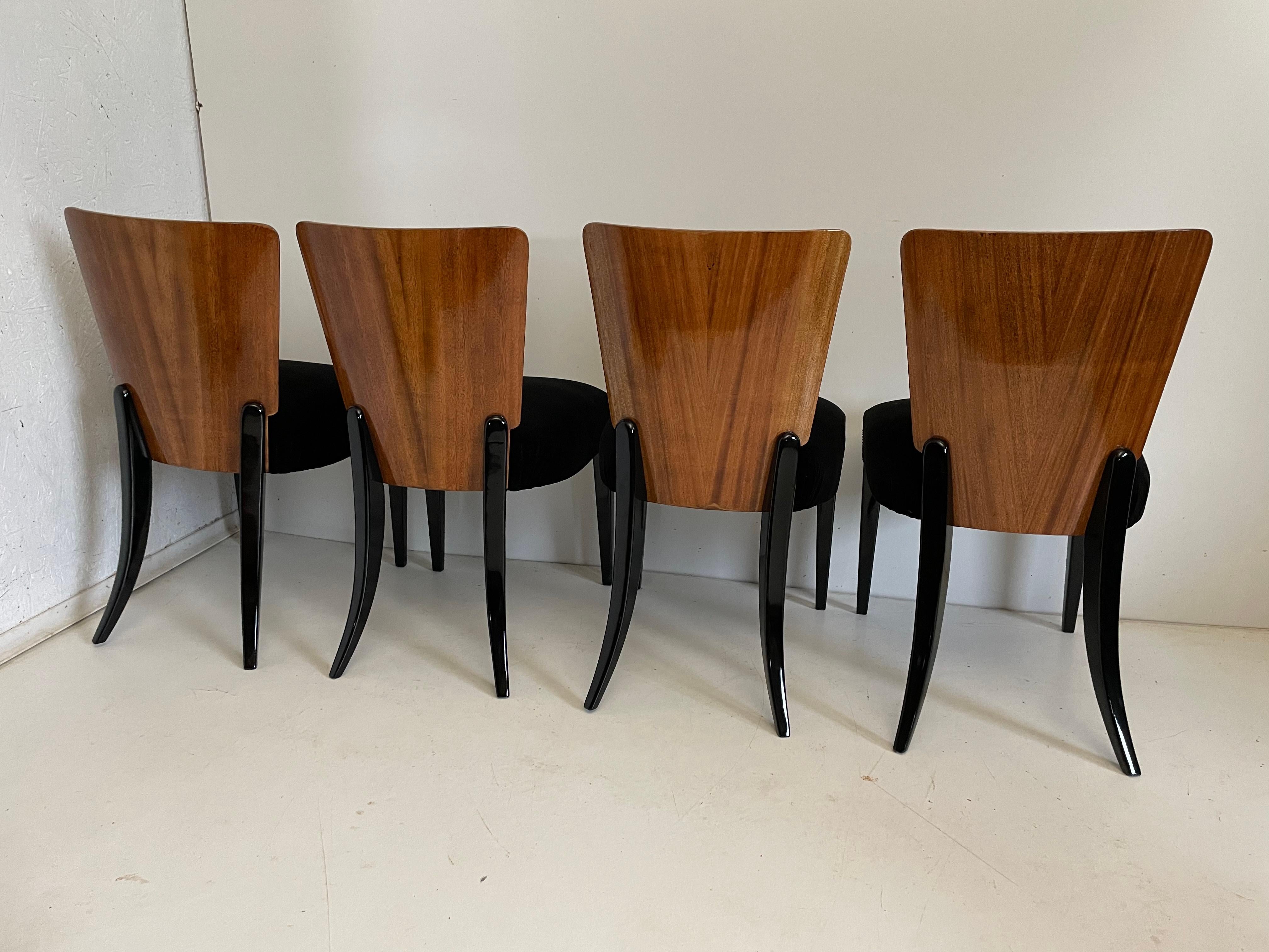 Art Deco 4 Chairs J. Halabala For Sale 4