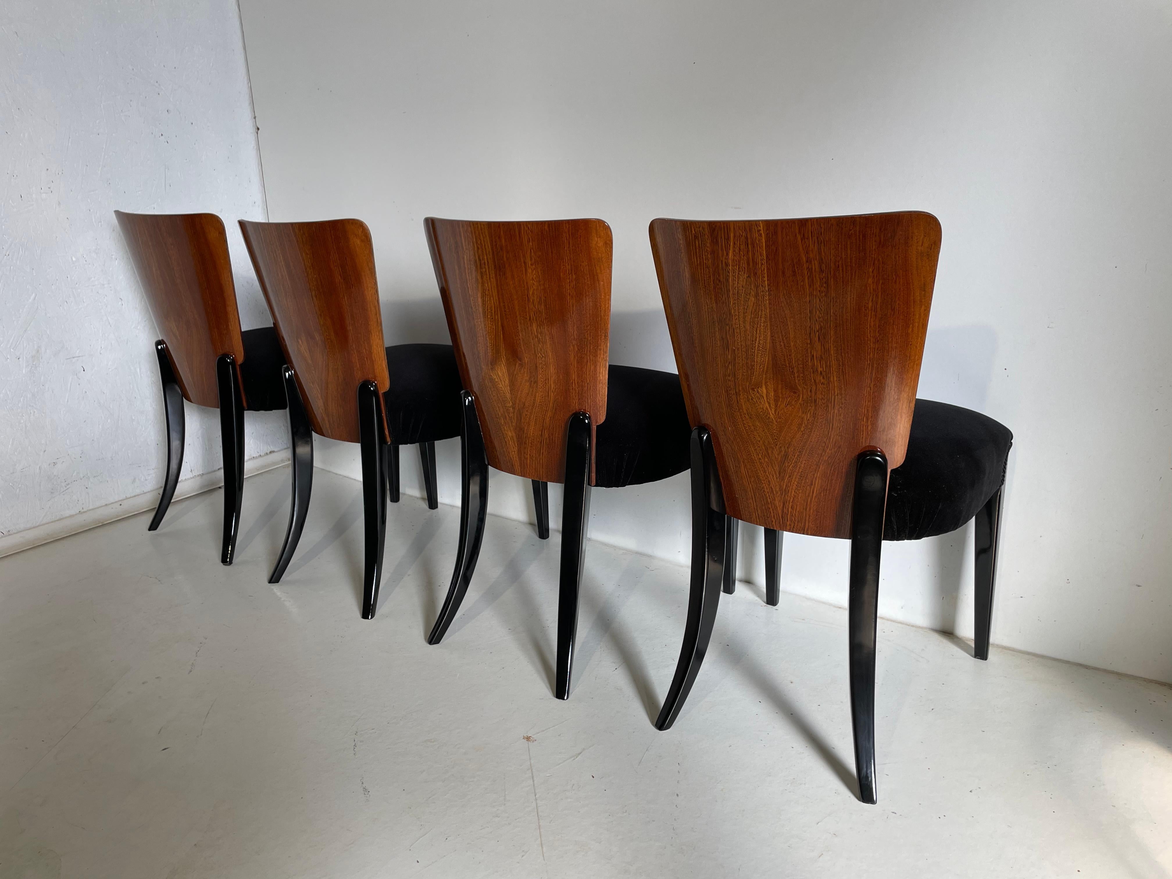 Art Deco 4 Chairs J. Halabala For Sale 5