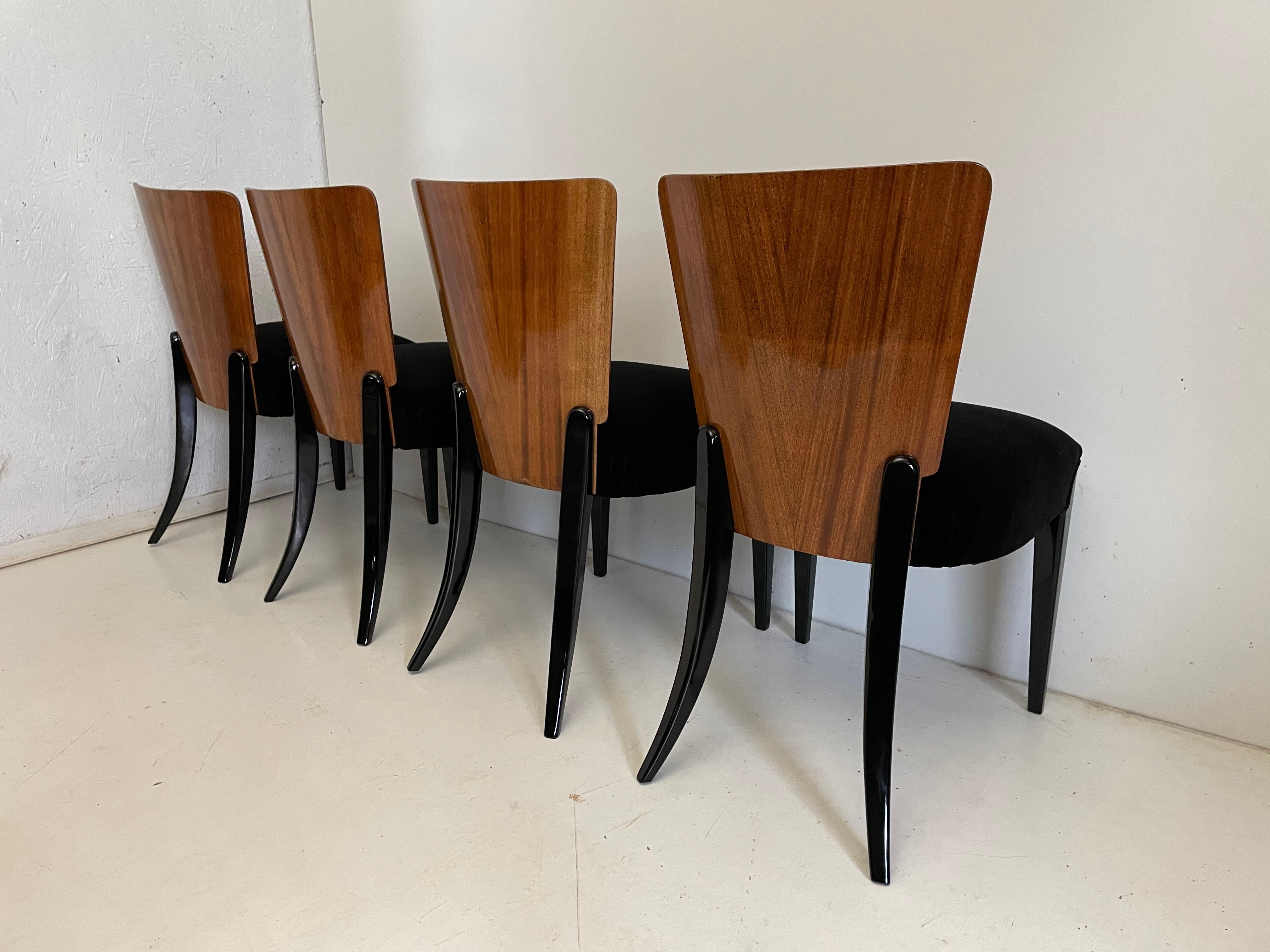 Art Deco 4 Chairs J. Halabala For Sale 5