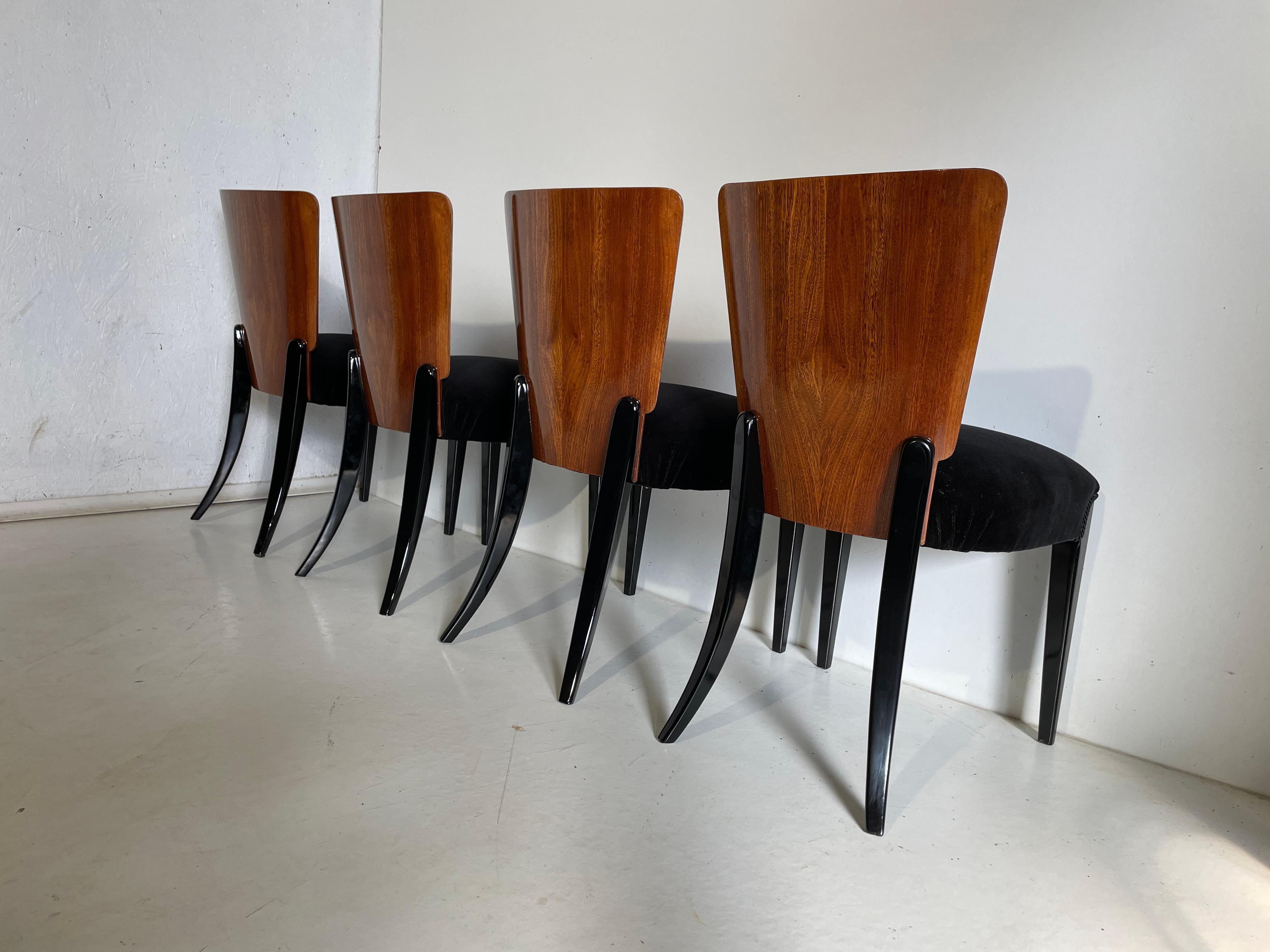 Art Deco 4 Chairs J. Halabala For Sale 6