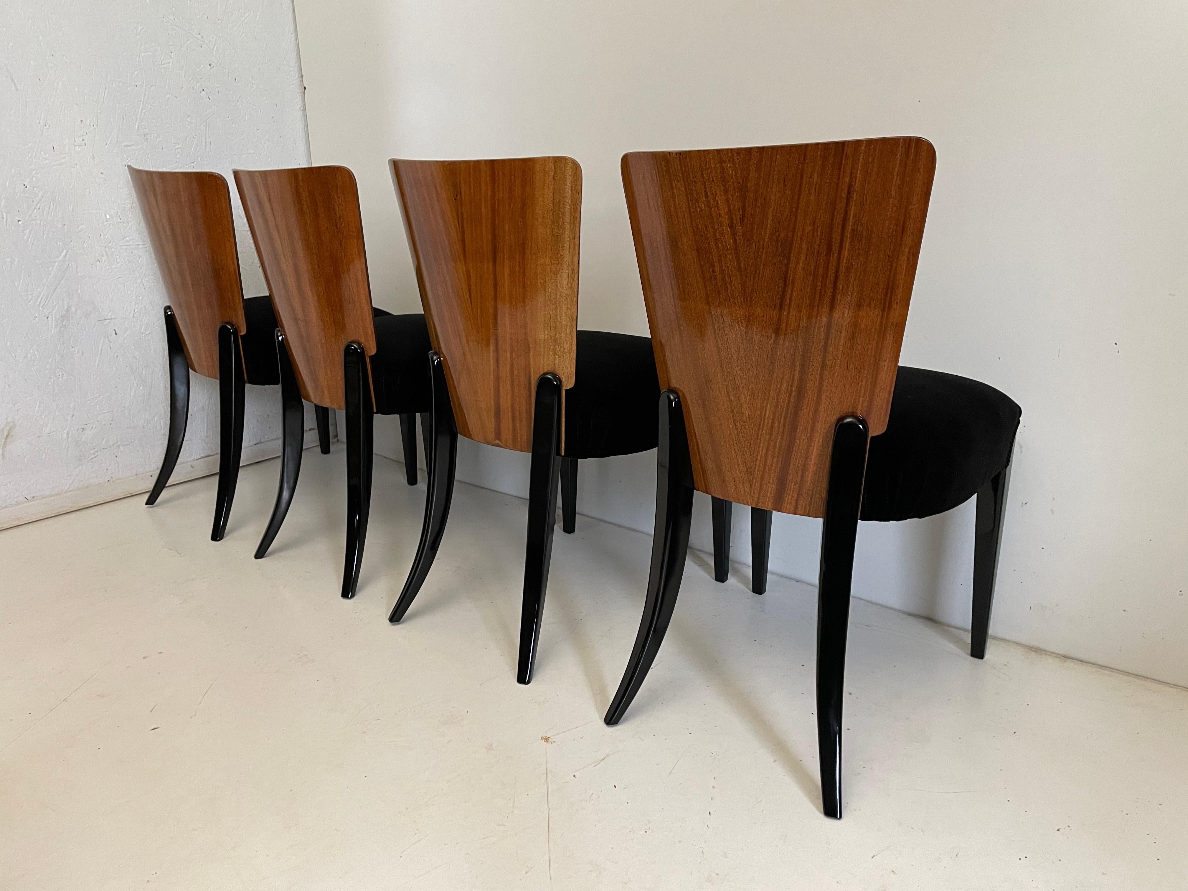 Art Deco 4 Chairs J. Halabala For Sale 6