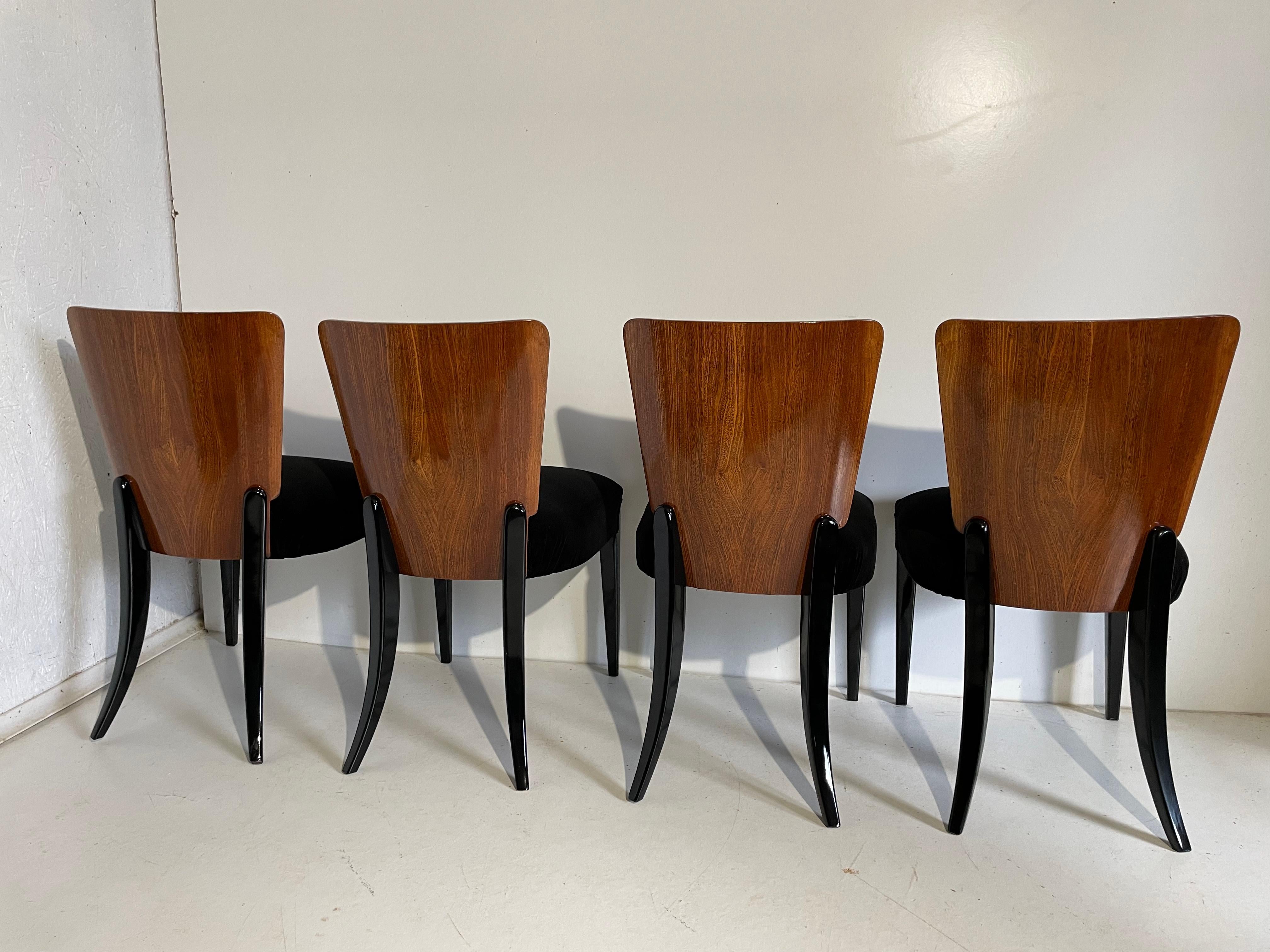 Art Deco 4 Chairs J. Halabala For Sale 7