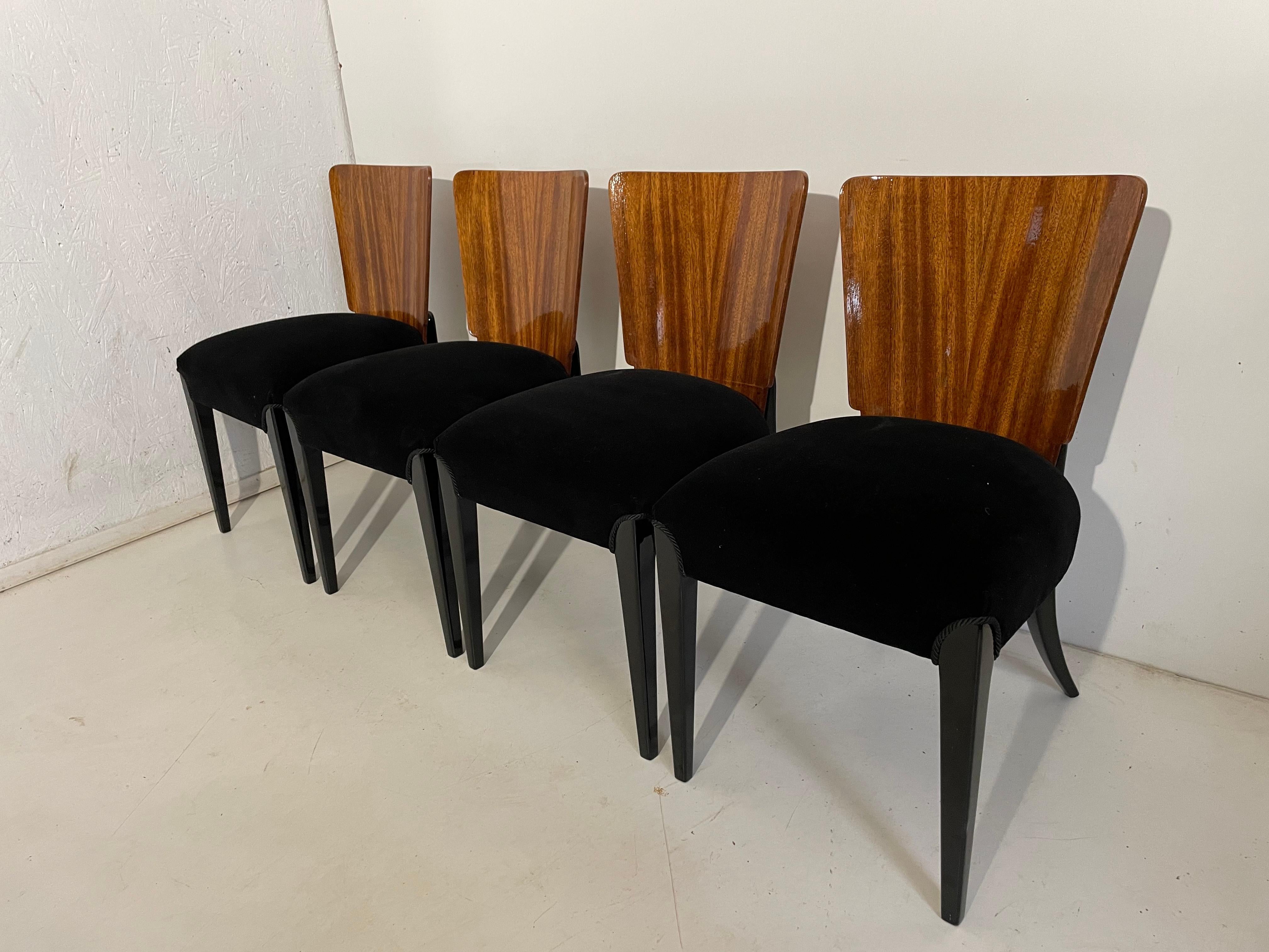Art déco 4 Chaises Art Déco J. Halabala en vente