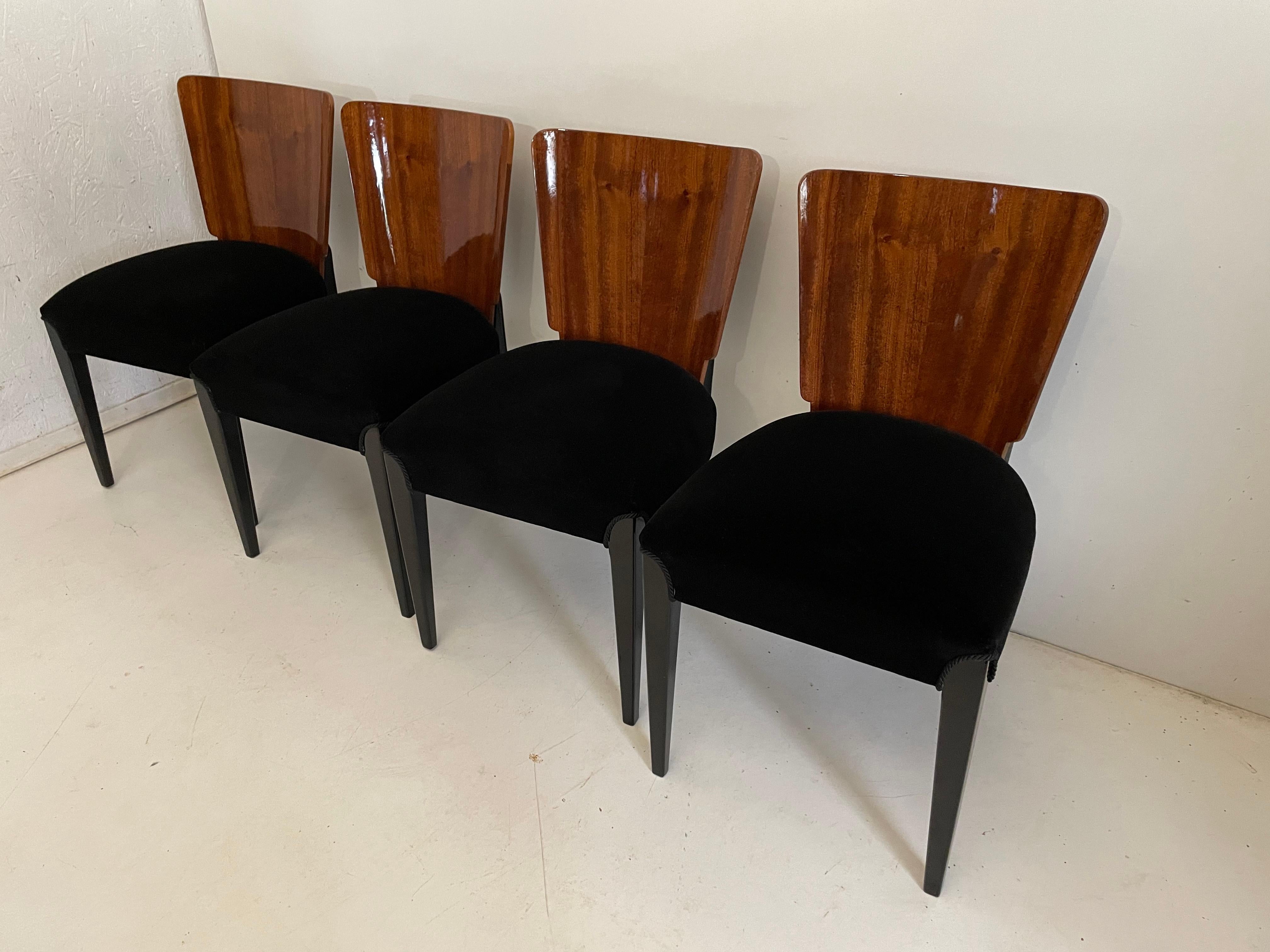 Czech Art Deco 4 Chairs J. Halabala . For Sale